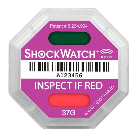 Shockwatch SpotSee ShockWatch RFID Impact Indicators, 37G Range, Purple, 100/Box SWRFID-37G